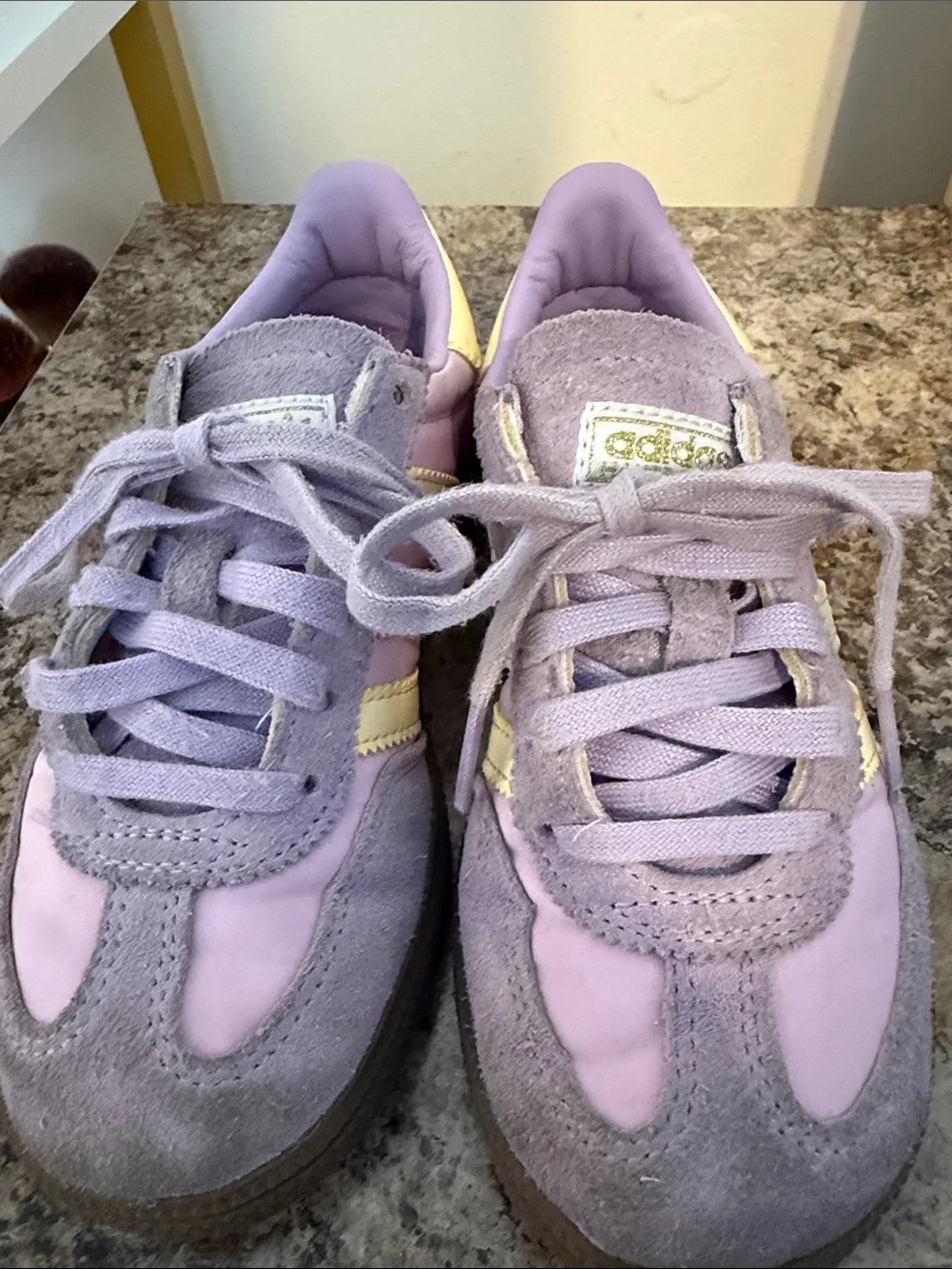 adidas Lavender Suede & Nylon Sneakers with Cream Accents